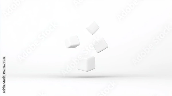 Fototapeta Floating white cubes in a minimalist setting, showcasing modern design and simplicity