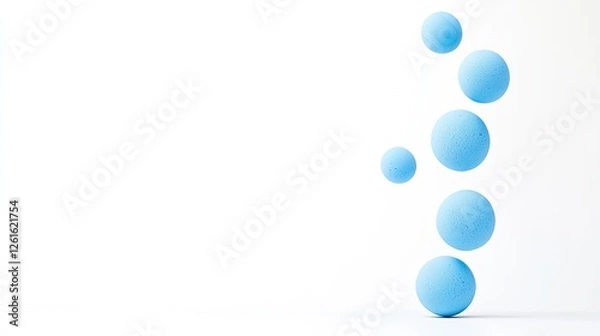 Fototapeta Floating blue spheres creating a minimalistic aesthetic in a bright, airy setting