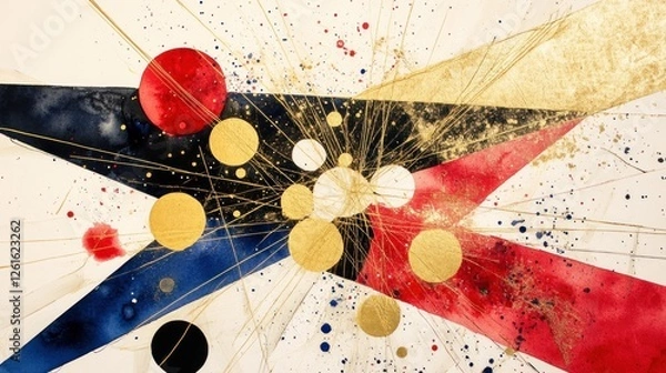 Obraz Abstract artwork featuring dynamic shapes, colors, and textures to evoke energy and movement.
