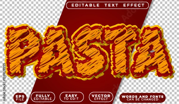 Fototapeta Pasta spaghetti Food Noodles Fully Editable Vector Text File