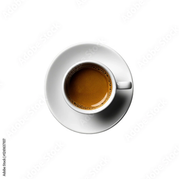Obraz A Cup of Coffe isolated on transparent background. isolated design element, top view.