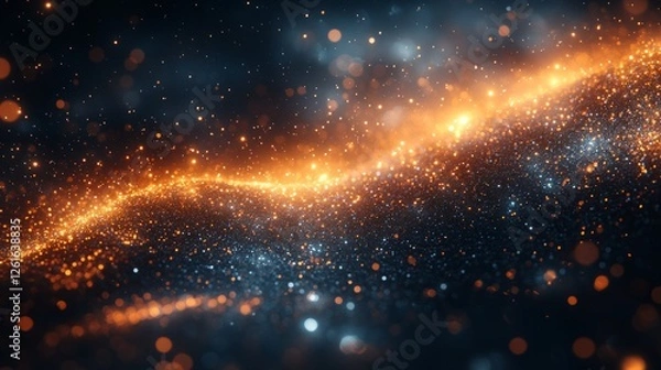 Fototapeta Glowing particle suspended in space, symbolizing a breakthrough in physics exploration.