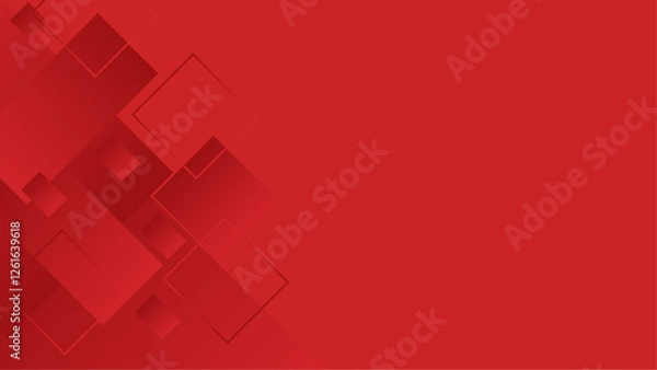 Fototapeta Abstract red background with overlay square shape