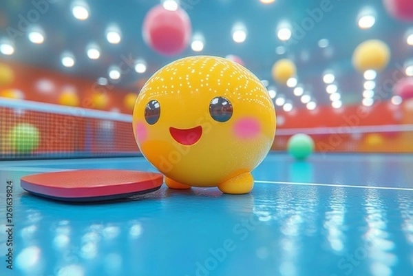 Fototapeta Happy ping pong ball ready to play