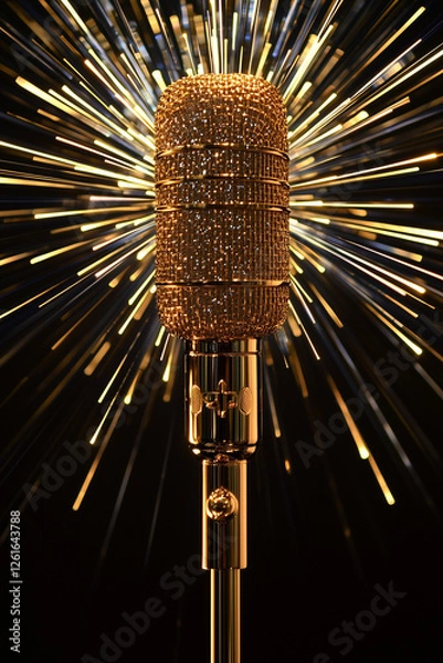 Obraz Golden microphone background