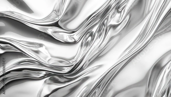 Fototapeta The sleek modern texture of textured tinfoil is highlighted by reflective silver grain and smooth monochrome gradients.