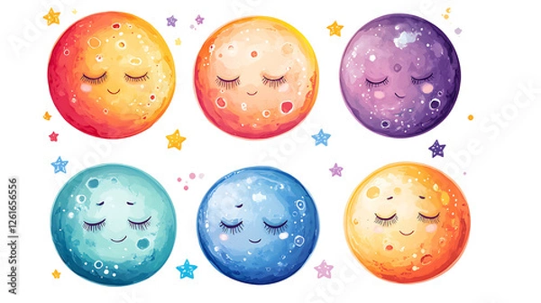 Fototapeta Set of smiley isolate on transparent background.