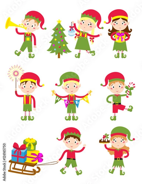 Obraz Elf helpers vector illustration