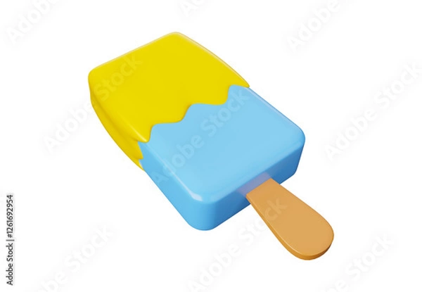Fototapeta 3D illustration tasty ice cream stick with two flavors isolated on transparent background
