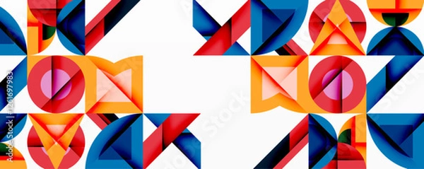 Fototapeta Minimal geometric abstract background. Circle square and triangle design