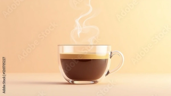 Obraz A steaming cup of espresso in a glass mug