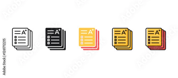 Obraz Grading or assessment icon in flat vector style. Simple and modern vector illustration representing academic excellence, achievement, education, success, and student performance.