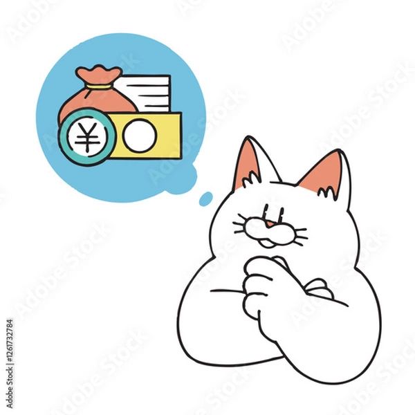 Obraz お金について考える猫