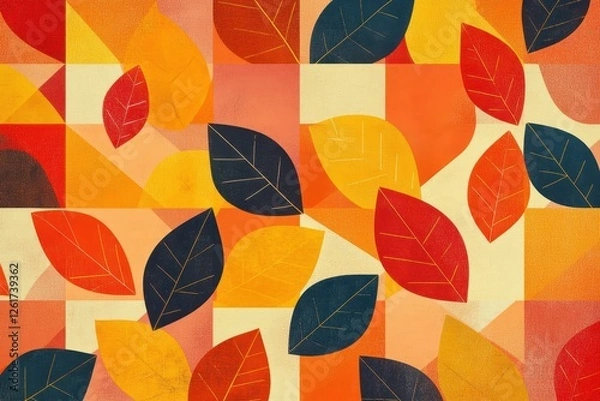Obraz Colorful autumn leaves in a geometric abstract pattern