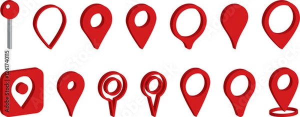 Obraz 3d location map pointer icon, place pin marker sign - isometric  gps map pointers in flat style, destination symbols. location pin line icon, Navigation.