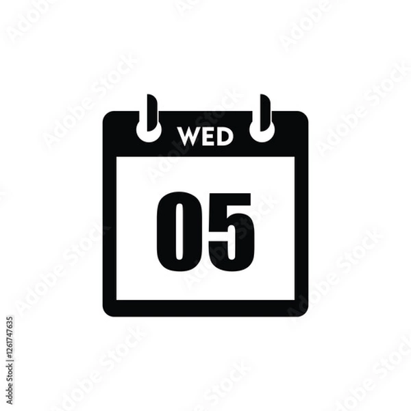 Obraz calender icon, 05 wednesday icon with white background