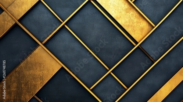 Fototapeta Gold Geometric Pattern On Dark Background