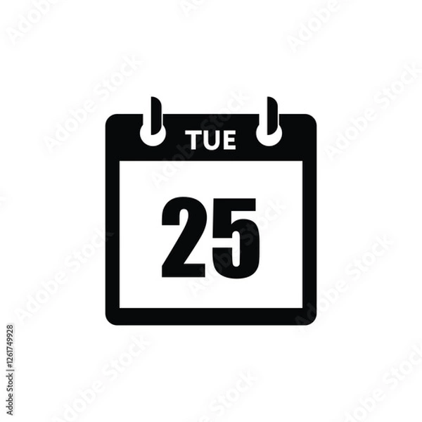 Obraz calender icon, 25 tuesday icon with white background
