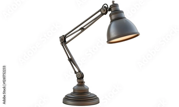 Obraz Metal desk lamp illuminates dark background; office workspace