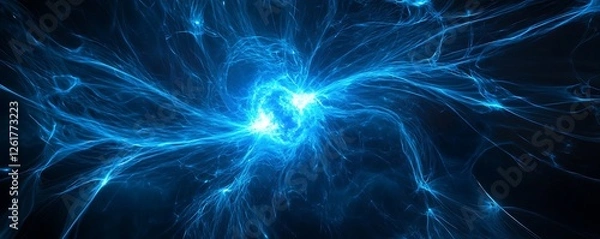 Fototapeta A glowing plasma field depicting magnetic reconnection with vivid blue hues