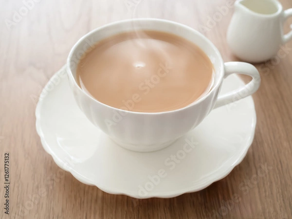 Obraz カップの中のホットミルクティー