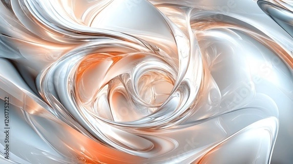 Obraz An abstract image showcasing fluid shapes and smooth textures in soft hues of silver and orange. Perfect for backgrounds or creative design projects that require a modern touch.