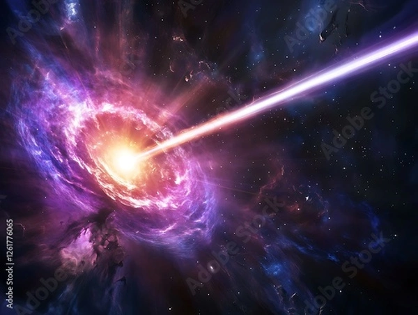 Fototapeta A mesmerizing cosmic image of a pulsar emitting electromagnetic beams