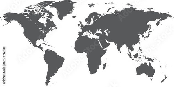 Fototapeta map of the world, World map vector with continents, North and South America, Europe and Asia, Africa and Australia