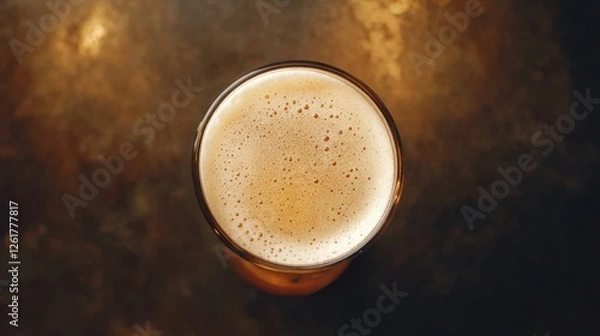 Fototapeta Craft Beer Glass with Foamy Cap - Ideal for Brewery Branding and Promotions with Copy Space