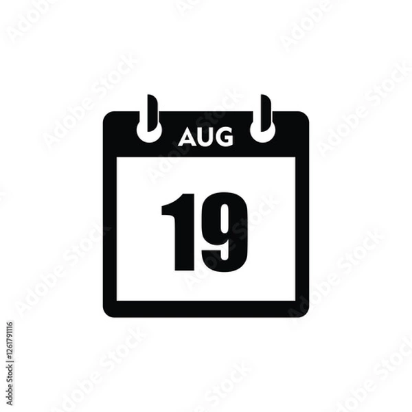 Obraz calender icon, 19 august icon with white background