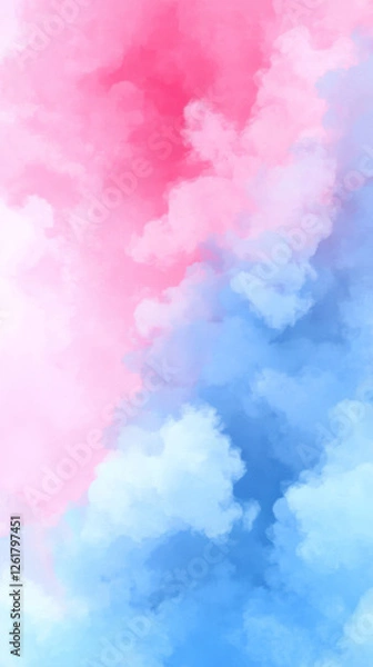 Fototapeta Soft pastel clouds in pink and blue create dreamy background