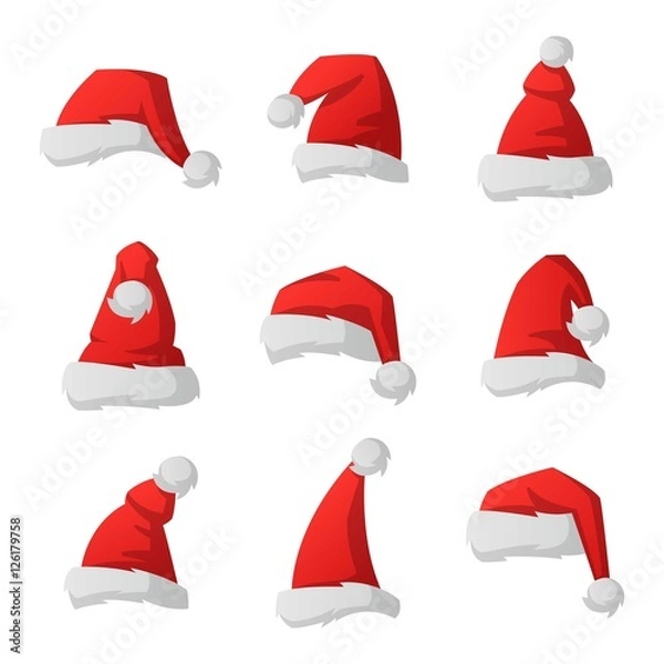 Obraz Santa christmas hat vector illustration.