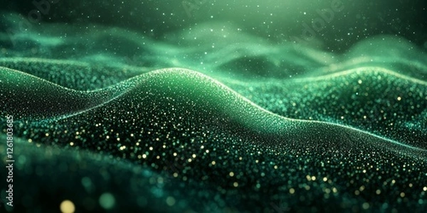 Obraz Dark Green Gradient Background with a Grainy Texture, Generative AI