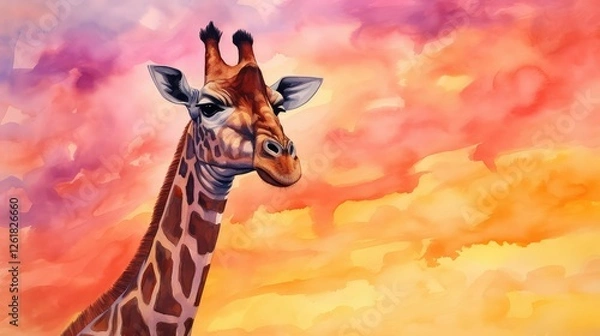 Obraz painting giraffe water color