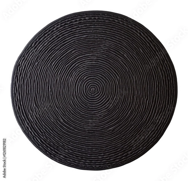 Obraz black round woven rug with spiral pattern