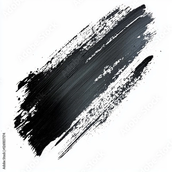 Fototapeta Abstract Black Brush Stroke on White Background for Artistic and Creative Purposes in Design and Illustration