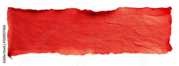 Obraz Red torn paper texture isolated on transparent background, abstract art concept
