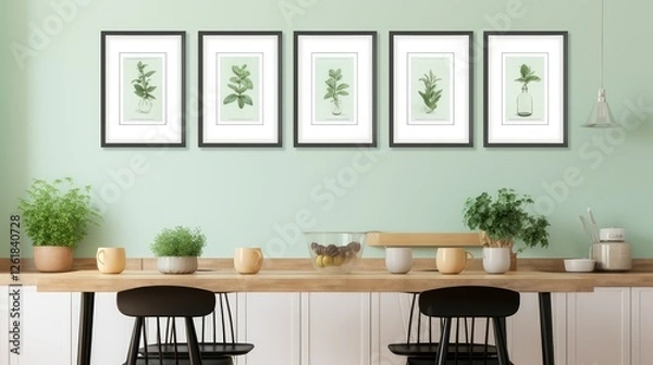 Obraz botanical kitchen wall art mockup