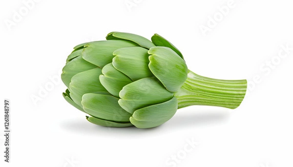 Fototapeta Single artichoke isolated on white; Ingredient for healthy eating, cooking. Generative AI