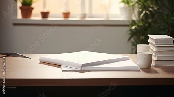 Fototapeta writing paper on desk mockup