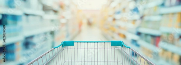 Obraz Supermarket z czerwonym koszykiem