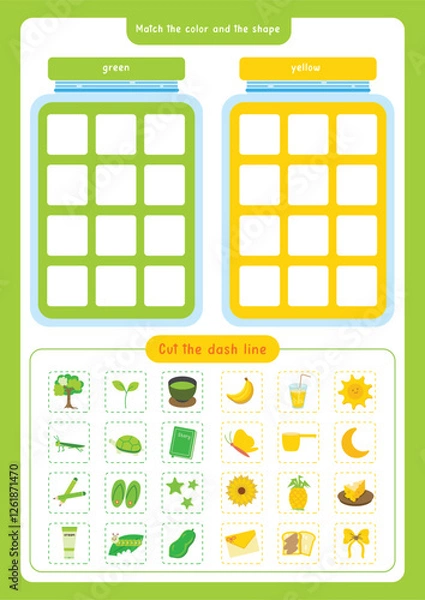 Obraz Color Sorting and Matching Educational Worksheet