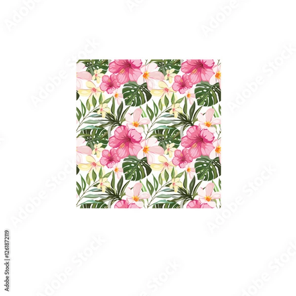 Fototapeta Tropical flower leafs seamless pattern vector prints