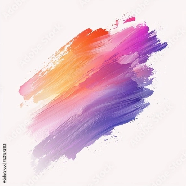 Fototapeta Abstract Colorful Brush Stroke Artwork in Vibrant Shades of Orange, Pink and Purple for Creative Designs and Backgrounds
