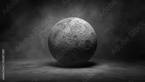 Fototapeta of the moon isolated on a dark background with copy space, moon craters, photorealistic,
