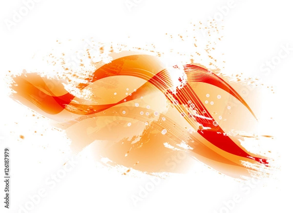 Fototapeta Abstract wave monochrome background with watercolor stains. EPS10 vector illustration