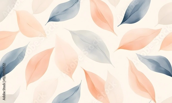 Fototapeta Stylized leaves in soft sand and gray tones, Generative AI
