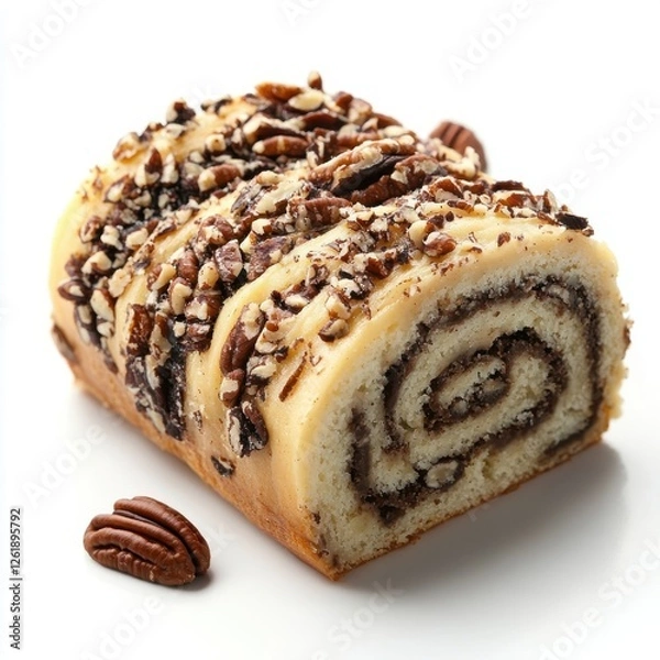 Fototapeta Pecan Swiss roll isolate on white background