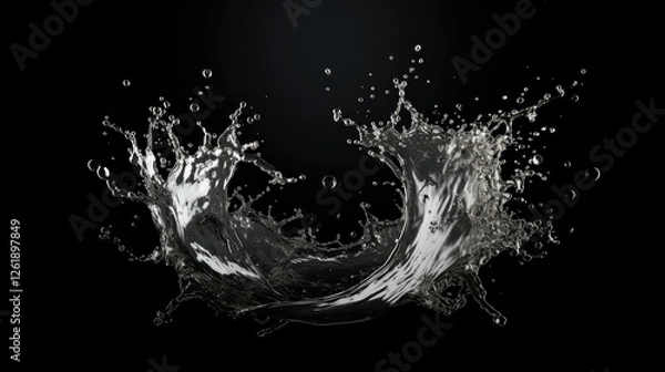 Fototapeta cascade water splash black
