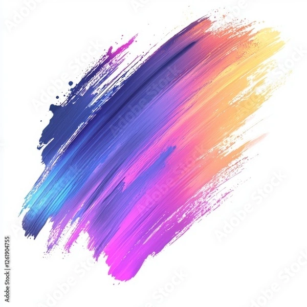 Fototapeta Colorful Abstract Brush Stroke on White Background for Modern Art and Design Projects